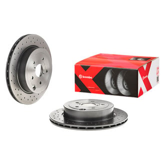 Brembo® - Premium Xtra Cross Drilled UV Coated 1-Piece Rear Brake Rotor