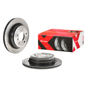 Brembo® - Premium Xtra Cross Drilled UV Coated 1-Piece Rear Brake Rotor