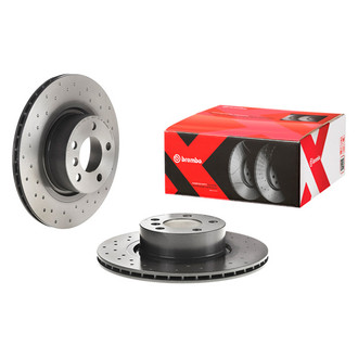 Brembo® 09.B569.1X - Premium Xtra Cross Drilled UV Coated 1-Piece Rear Brake Rotor