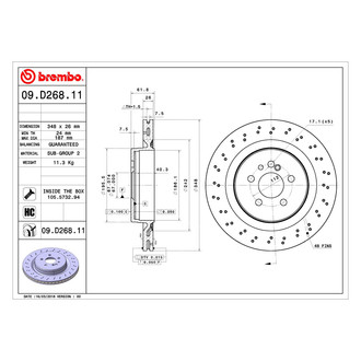 Brembo® - UV Coated Series Plain Vented Rear Brake Rotor