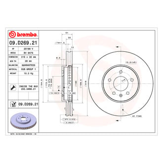 Brembo® - OE Replacement Plain Vented Front Brake Rotor