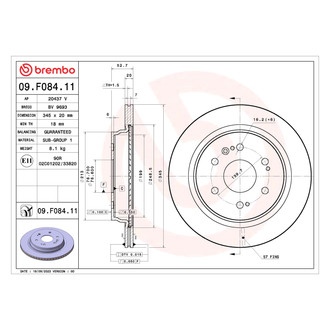 Brembo® - UV Coated Plain Vented Rear Brake Rotor