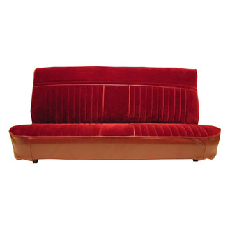Brothers Trucks® - Front Bench Madrid Vinyl Seat Upholstery, Maroon Vinyl with Burgundy Velour