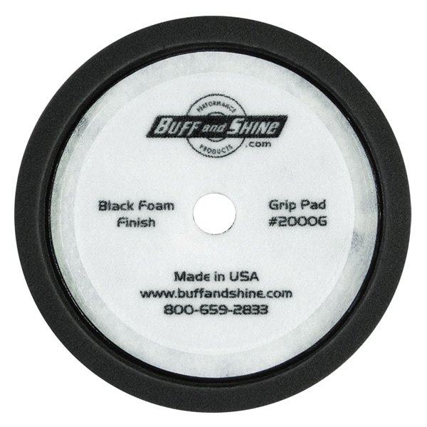 Buff and Shine® - 8" Foam Black Recessed Back Grip Foam Hook-and-Loop Pad with Recessed Back