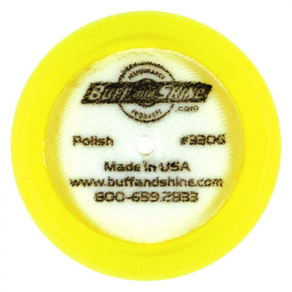 Buff and Shine® - 3" 50 PPI Polyester Foam Yellow Curved Edge Hook-and-Loop Pad
