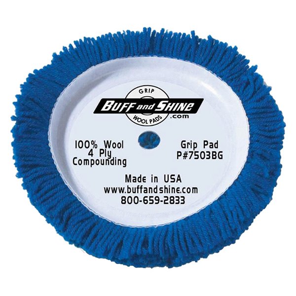 Buff and Shine® - 7-1/2" Wool Blue Hook-and-Loop Compounding Pad