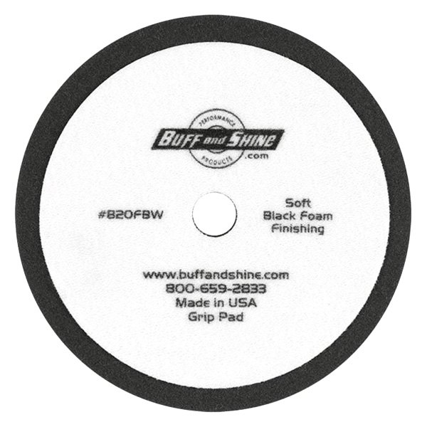 Buff and Shine® - 8" Foam Black Convoluted Face Hook-and-Loop Buffing Pad with Flat Back (2 Pieces)