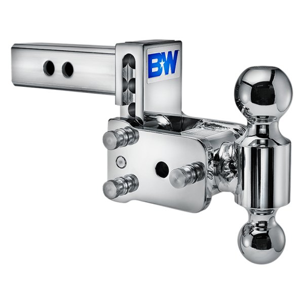 B&W Trailer Hitches® - Class 4 Chrome 2" / 2-5/16" Tow & Stow Adjustable Dual Ball Mount for 2" Receivers