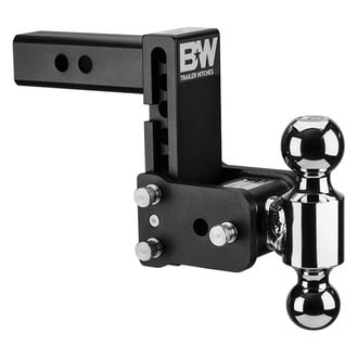 B&W Trailer Hitches® - Class 4 Tow & Stow Adjustable 5" Drop Black Dual Ball Mount for 2" Receivers
