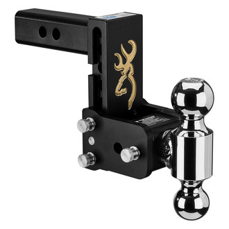 B&W Trailer Hitches® - Class 4 Tow & Stow Browning Edition Adjustable 5" Drop Black Dual Ball Mount for 2" Receivers