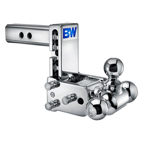 B&W Trailer Hitches® - Class 4 Chrome 1-7/8" / 2" / 2-5/16" Tow & Stow Adjustable Tri-Ball Mount for 2" Receivers