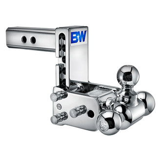 B&W Trailer Hitches® - Class 4 Tow & Stow Adjustable 5" Drop Chrome Tri-Ball Mount for 2" Receivers
