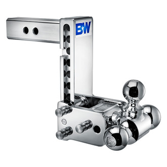 B&W Trailer Hitches® - Class 4 Tow & Stow Adjustable 7" Drop Chrome Tri-Ball Mount for 2" Receivers