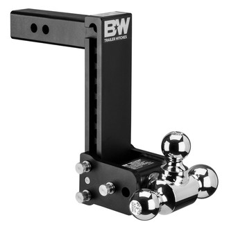B&W Trailer Hitches® - Class 4 Tow & Stow Adjustable 9" Drop Black Tri-Ball Mount for 2" Receivers