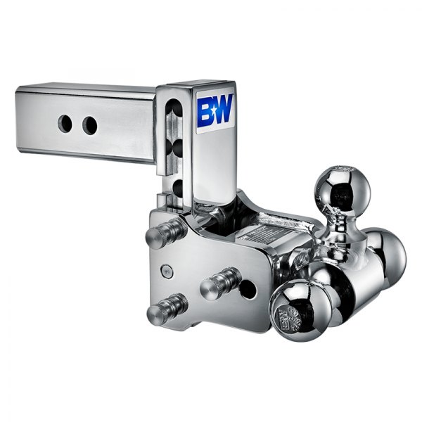 B&W Trailer Hitches® - Class 4 Chrome 1-7/8" / 2" / 2-5/16" Tow & Stow Adjustable Tri-Ball Mount for 2-1/2" Receivers