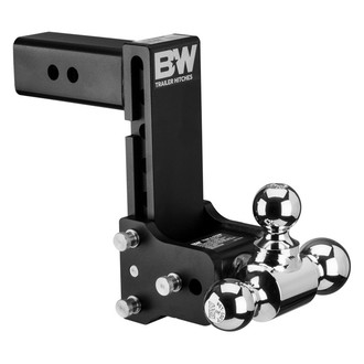B&W Trailer Hitches® - Class 4 Tow & Stow Adjustable 7" Drop Black Tri-Ball Mount for 2-1/2" Receivers