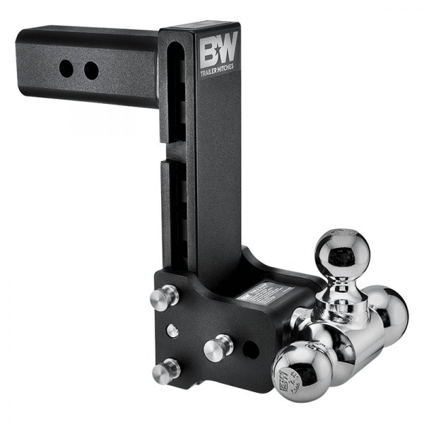 B&W Trailer Hitches® - Class 4 Tow & Stow Adjustable 8-1/2" Drop / 9" Rise Black Tri-Ball Mount for 2-1/2" Receivers