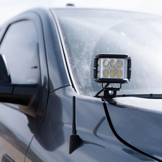 Cali Raised LED® - Hood Ditch Mounted Low Profile 3"x2" 2x18W Amber LED Light Kit, w/o Switch