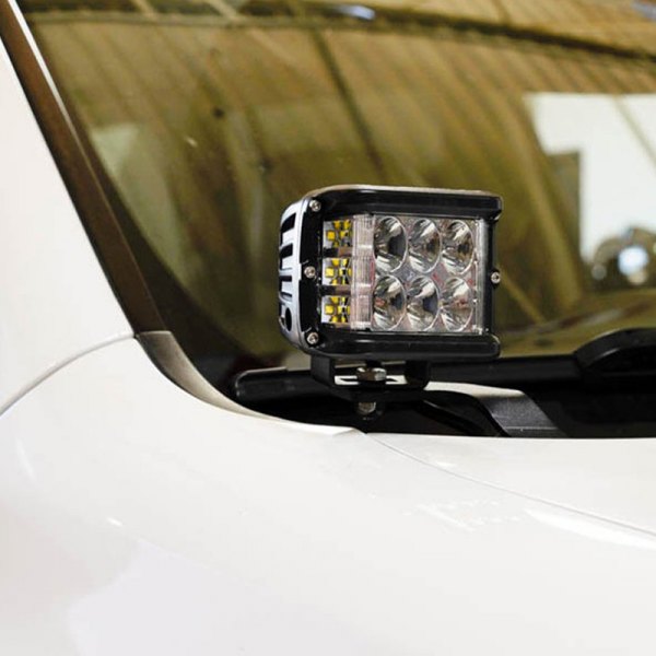 Cali Raised LED® - Hood Ditch Low Profile 3"x2" 2x18W LED Light Kit, with Blue Backlit Small Switch