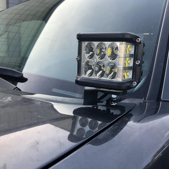 Cali Raised LED® - Hood Ditch Mounted Low Profile 3"x2" 2x18W Amber LED Light Kit, with Amber Backlit Tall Switch
