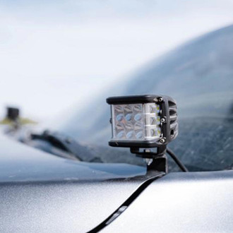 Cali Raised LED® - Hood Ditch Mounted Low Profile 3.5" Round LED Light Kit, with Blue Backlit Tall Switch