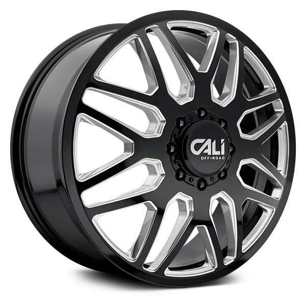 CALI OFFROAD® - 9115D INVADER DUALLY Gloss Black with Milled Spokes