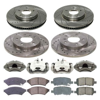 Callahan Brake Parts® - Drilled and Slotted Front and Rear Brake Kit with Calipers