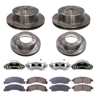 Callahan Brake Parts® - Drilled and Slotted Front and Rear Brake Kit with Calipers