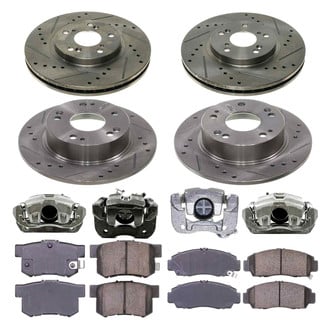Callahan Brake Parts® - Drilled and Slotted Front and Rear Brake Kit with Calipers
