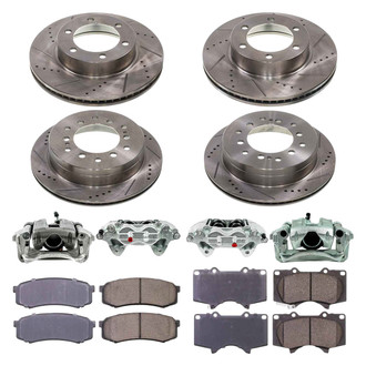 Callahan Brake Parts® - Drilled and Slotted Front and Rear Brake Kit with Calipers