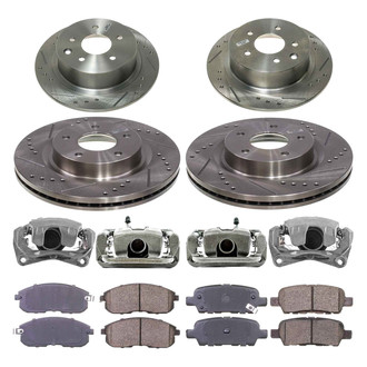 Callahan Brake Parts® - Drilled and Slotted Front and Rear Brake Kit with Calipers