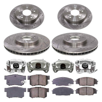 Callahan Brake Parts® - Drilled and Slotted Front and Rear Brake Kit with Calipers