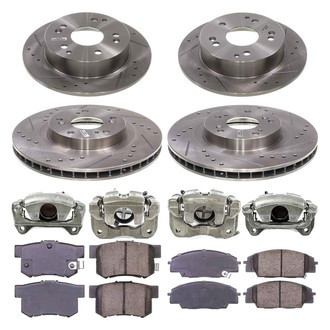 Callahan Brake Parts® - Drilled & Slotted Brake Kit with Calipers