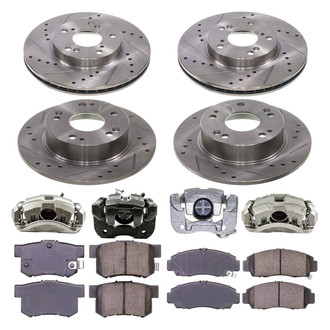 Callahan Brake Parts® - Drilled and Slotted Front and Rear Brake Kit with Calipers