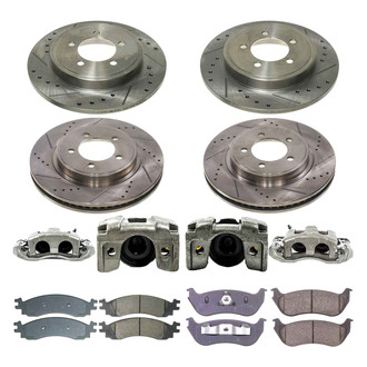 Callahan Brake Parts® - Drilled and Slotted Front and Rear Brake Kit with Calipers