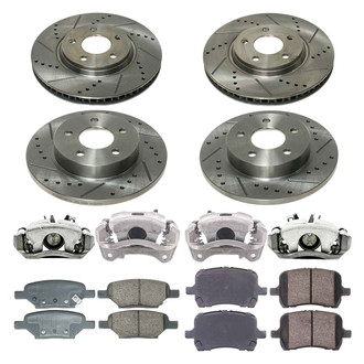 Callahan Brake Parts® - Drilled & Slotted Brake Kit with Calipers