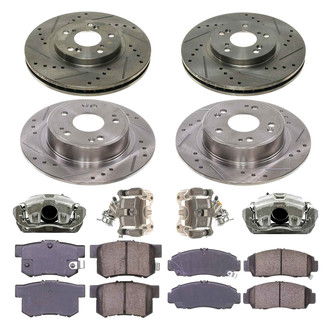 Callahan Brake Parts® - Drilled and Slotted Front and Rear Brake Kit with Calipers