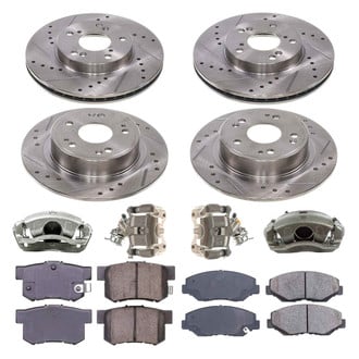 Callahan Brake Parts® - Drilled and Slotted Front and Rear Brake Kit with Calipers