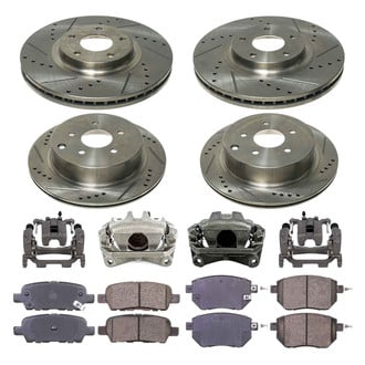Callahan Brake Parts® - Drilled and Slotted Front and Rear Brake Kit with Calipers