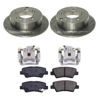 Callahan Brake Parts® - Drilled and Slotted Rear Brake Kit with Calipers