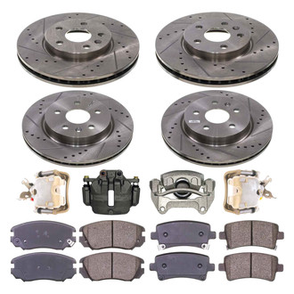 Callahan Brake Parts® - Drilled & Slotted Brake Kit with Calipers