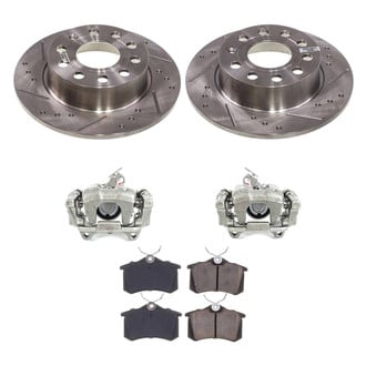 Callahan Brake Parts® - Drilled and Slotted Rear Brake Kit with Calipers