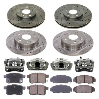 Callahan Brake Parts® - Drilled and Slotted Front and Rear Brake Kit with Calipers