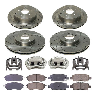 Callahan Brake Parts® - Drilled & Slotted Brake Kit with Calipers