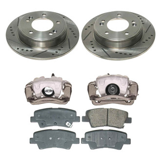 Callahan Brake Parts® - Drilled and Slotted Rear Brake Kit with Calipers