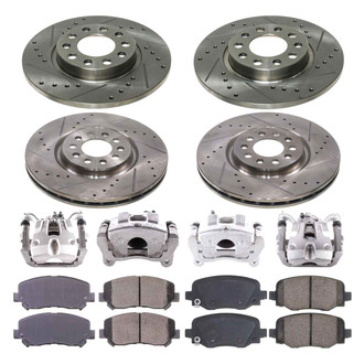 Callahan Brake Parts® - Drilled & Slotted Brake Kit with Calipers