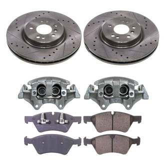 Callahan Brake Parts® - Drilled and Slotted Front Brake Kit with Calipers