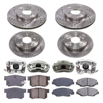 Callahan Brake Parts® - Drilled and Slotted Front and Rear Brake Kit with Calipers