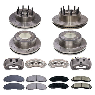 Callahan Brake Parts® - Drilled and Slotted Front and Rear Brake Kit with Calipers