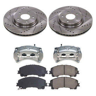 Callahan Brake Parts® - Drilled and Slotted Front Brake Kit with Calipers